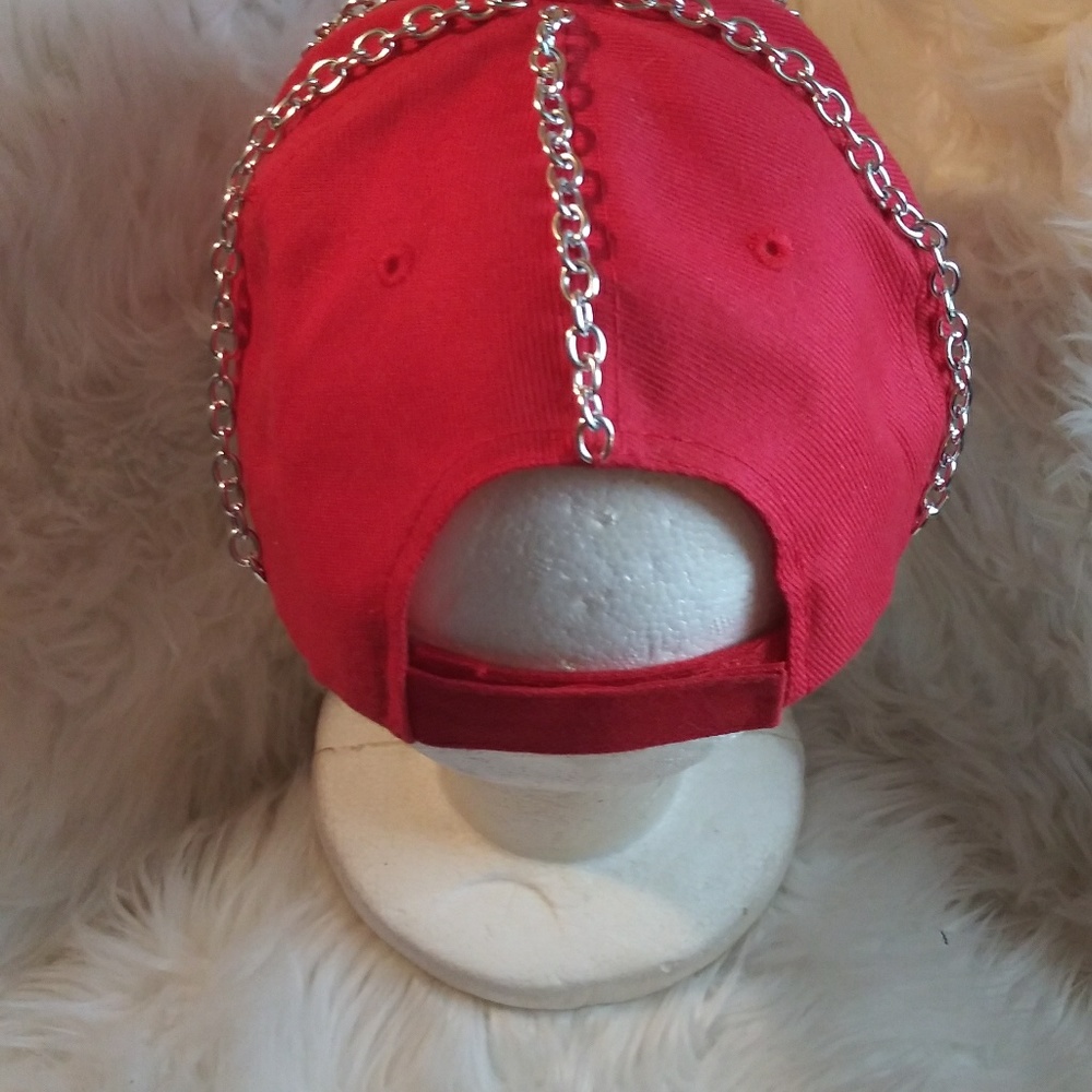 Unisex Chain Link Custom Designed Red Cap - Picture 2 of 2